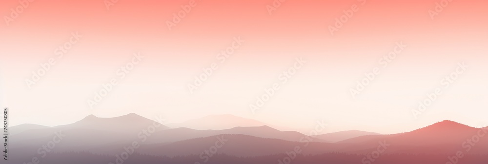 Wall mural A stunning scene of a red and pink sky casting a warm glow over towering mountains in the background