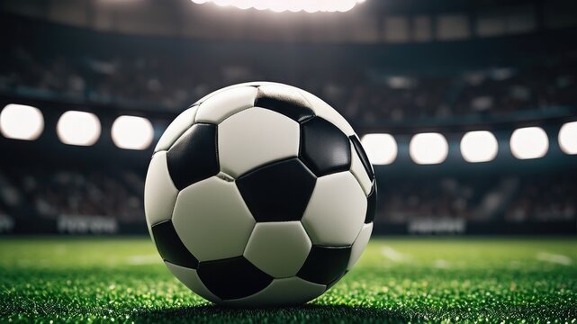 Soccer ball on the field, football wallpaper, football on the playground, football background.