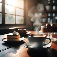 Hot coffee and cake