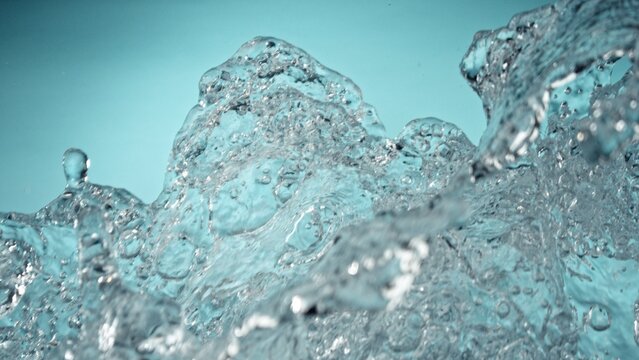 Freeze Motion of Water Splash in Closeup.