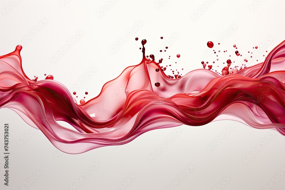 Fototapete a mesmerizing swirl of vibrant red liquid dances gracefully on a pristine white background, creating