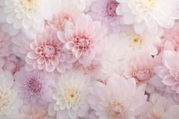 A vibrant cluster of delicate pink and white flowers dancing in the gentle breeze, their petals radiating a soft, ethereal glow