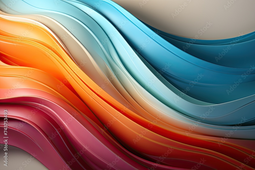 Aufkleber Vibrant multicolored waves intertwine on an abstract background, creating a dynamic and eye-catching visual display