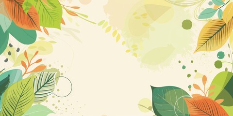 Fototapeta na wymiar Autumn-inspired eco-friendly banner with a variety of colorful leaves, conveying a warm, seasonal feel.