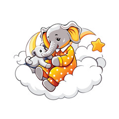 sleepy elephant in pajamas vector