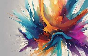 Abstract wallpaper background Abstract colorful Background Amazing printed Canvas Portrait, Abstract incredible bird of paradise flower and butterfly paints on paper HD watercolor image

