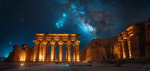 Foto op Plexiglas Egyptian building old construction at night view background © Hamsyfr