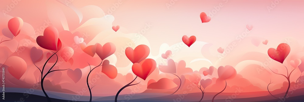 Aufkleber a mesmerizing painting featuring a collection of vivid hearts gracefully floating in the air, creati