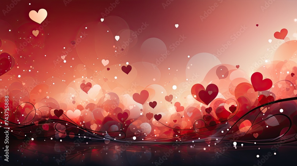 Poster A vibrant red and black background adorned with an array of intricate hearts, creating a mesmerizing and love-filled scene