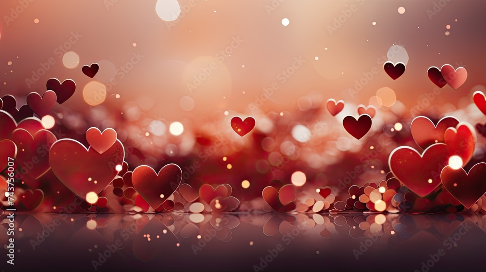 Aufkleber A collection of floating hearts of various colors and sizes fill the air, creating a magical and enchanting scene
