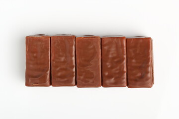 Chocolate Covered Marshmallow. Isolated on a white background.