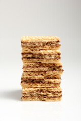 Wafer with Chocolate Filling. Isolated on a white background.
