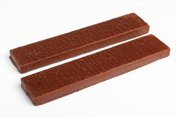 Dark Chocolate Coated Wafer with Filling. Isolated on a white background.