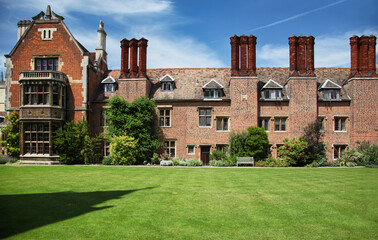 The library lawn at Pembroke college. Cambridge university. United Kingdom