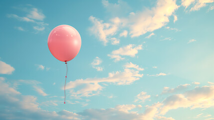 pink balloons in the sky