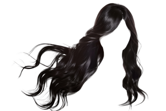 Stylish hair wig with trendy design isolated on background, front view, fashionable hairstyle concept.