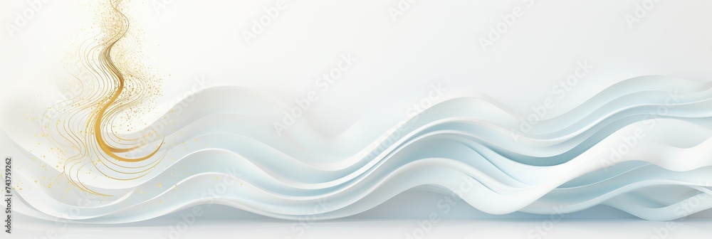 Aufkleber Waves of intricate design ripple across a pristine white background, evoking a sense of fluidity and movement