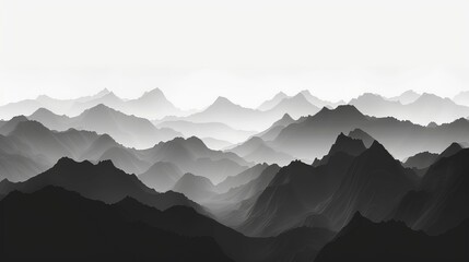 Silhouette of foggy mountains
