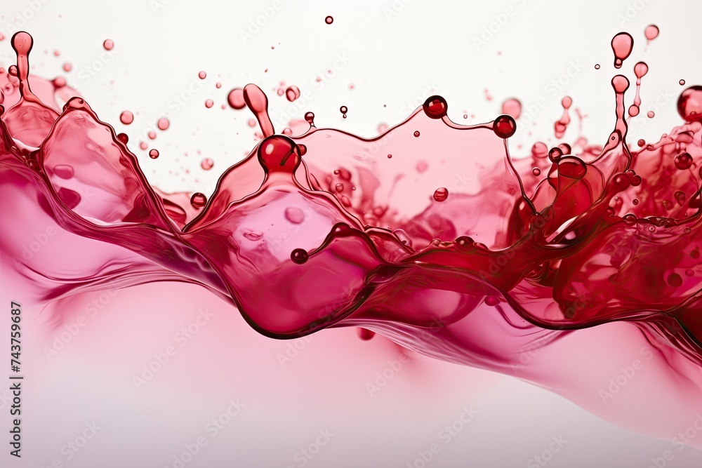 Fototapete A vibrant, swirling dance of crimson liquid on a pristine white canvas, creating an abstract and mesmerizing display of color and movement