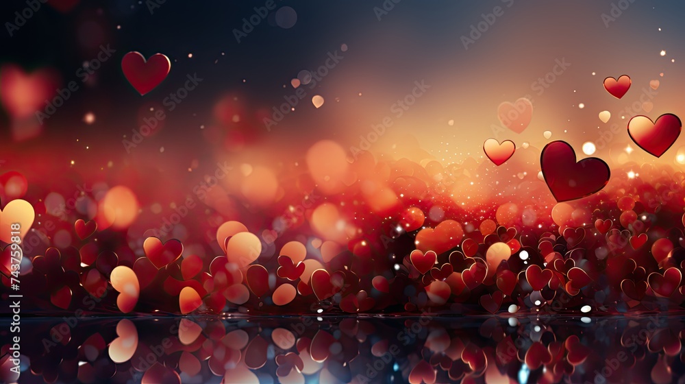 Aufkleber a whimsical scene featuring a multitude of colorful hearts floating gracefully in the air