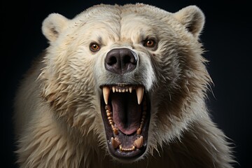 Majestic polar bear showcasing strength in a hyper-realistic portrait - obrazy, fototapety, plakaty