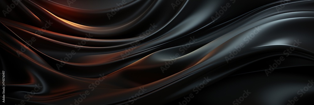 Leinwandbilder A dynamic abstract composition in black and red, featuring wavy lines creating a sense of movement and energy