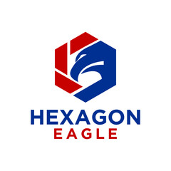 hexagon eagle logo design vector illustration