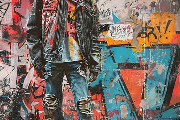 '80s Street Style and Graffiti Art Collage

