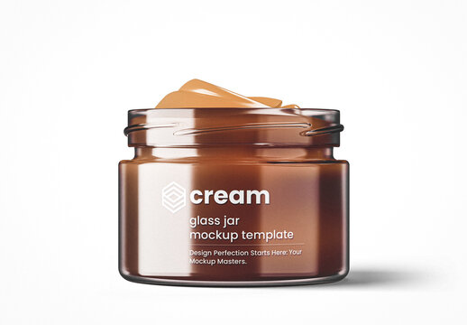 Glass Cream Jar Mockup with No Cap