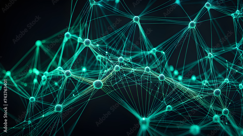 Aufkleber artificial-intelligence-network-visualized-as-a-complex-web-of-data-neon-glowing-nodes-interconnect