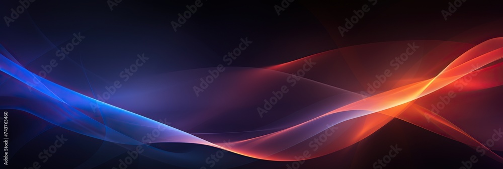 Poster a vibrant wave of luminous blue and red light swirls gracefully across a stark black background, cre