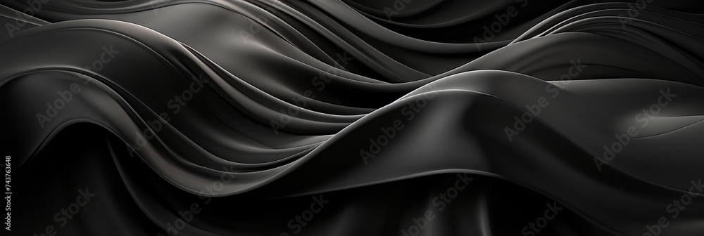 Fototapete black wavy fabric flowing like a visual symphony, creating a dynamic and elegant movement