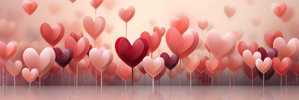 Aufkleber a mesmerizing scene where a group of hearts gracefully float in the air, creating a dreamy and encha