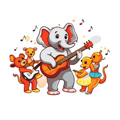 Obraz na płótnie Canvas musician elephant playing a guitar