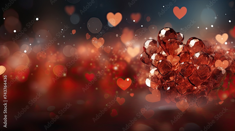Aufkleber a collection of vibrant hearts arranged on a wooden table, creating a whimsical and charming display
