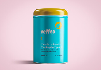 Metal Coffee Container Can Mockup - obrazy, fototapety, plakaty