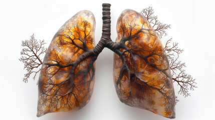 lungs in the form of branches and leaves - obrazy, fototapety, plakaty