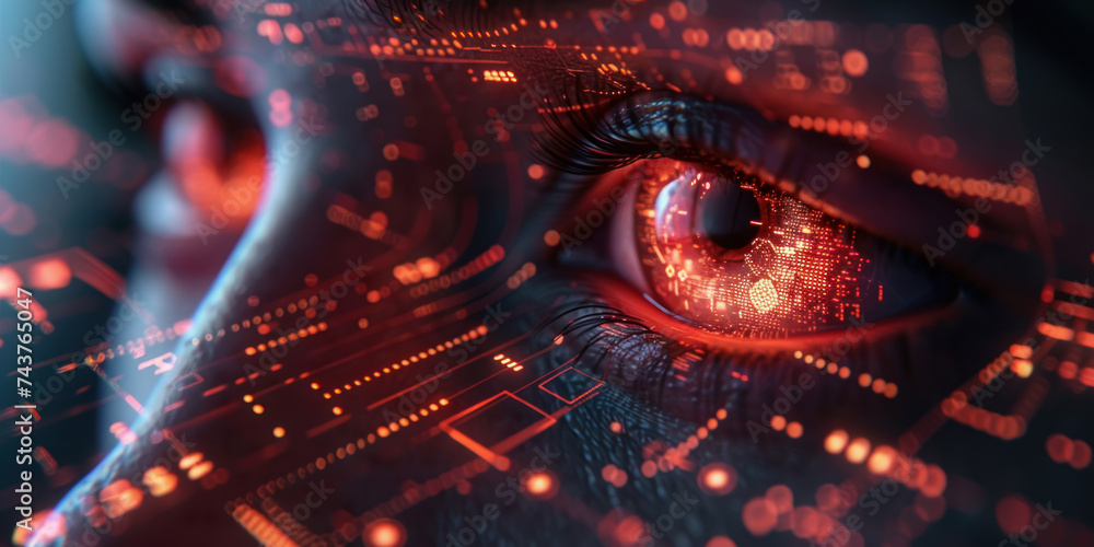 Poster secure login page on a futuristic device user authentication with eye scan