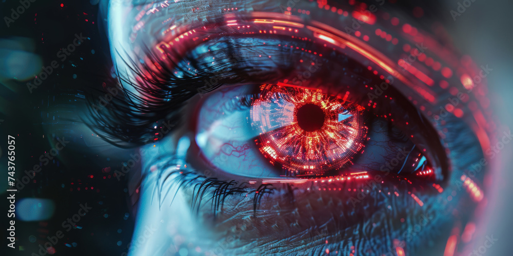 Leinwandbilder secure login page on a futuristic device user authentication with eye scan
