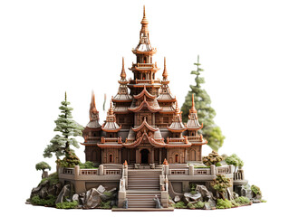 Obraz premium Miniature Indian Hindu Temple Isolated on Transparent Background. Indian Architecture