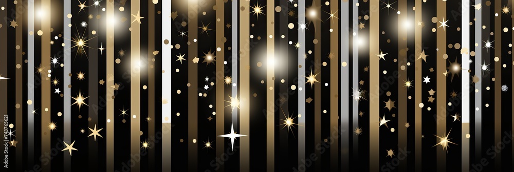 Leinwandbilder a mesmerizing display of black and gold stripes adorned with twinkling stars, creating a stunning an