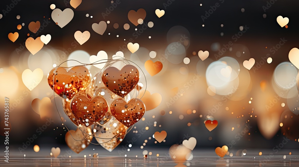 Aufkleber a cluster of charming hearts, bright and colorful, drift gracefully through the air in a mesmerizing