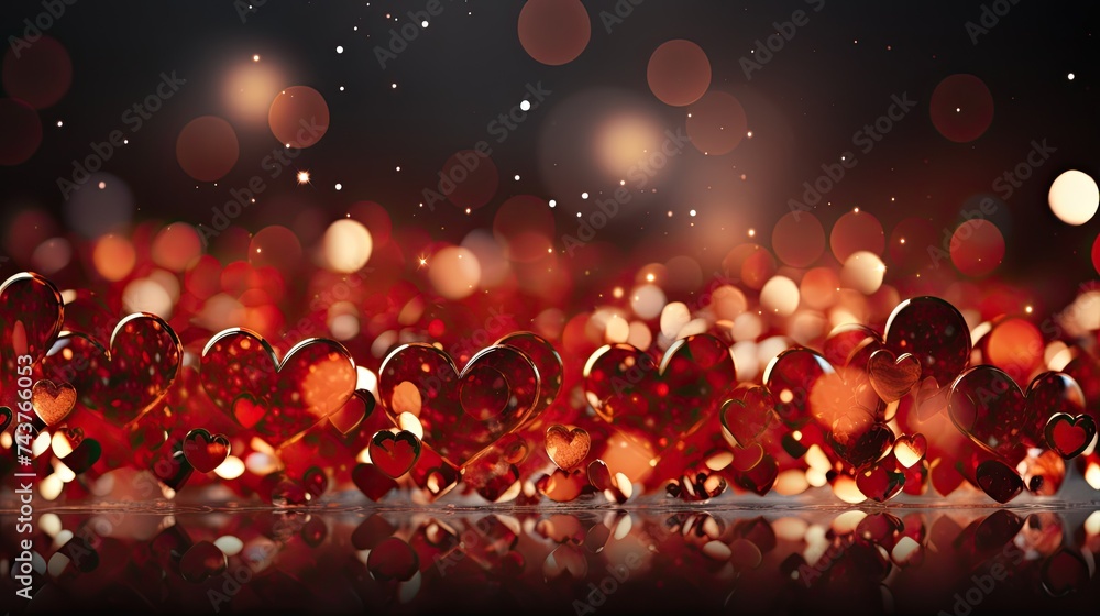 Aufkleber vibrant red hearts are arranged neatly on top of a wooden table, creating a warm and loving display