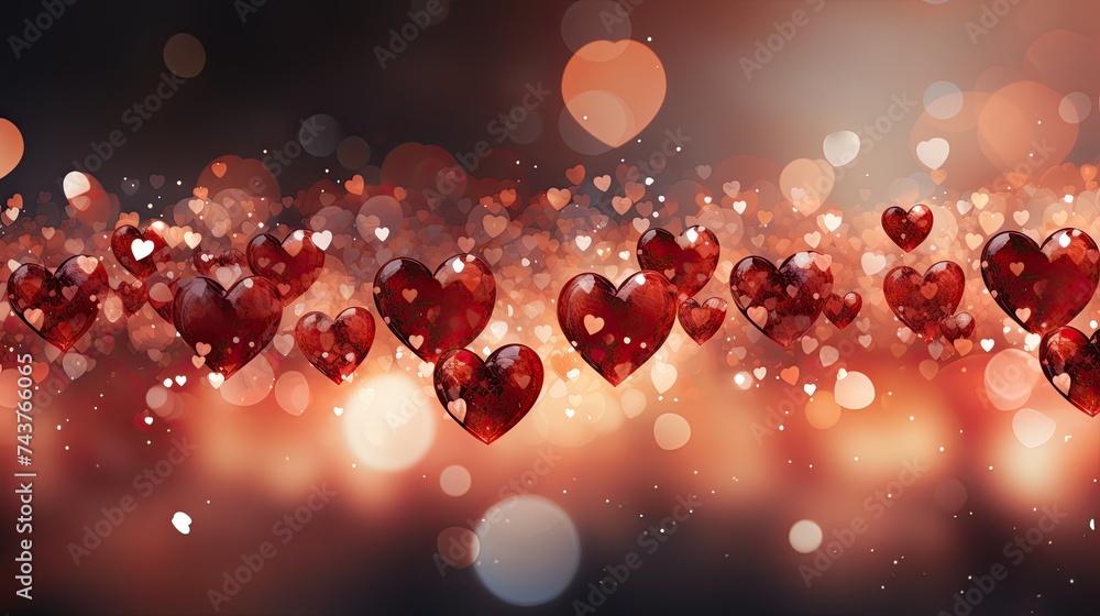 Aufkleber a mesmerizing scene unfolds as a group of red hearts gracefully float in the air, creating a stunnin