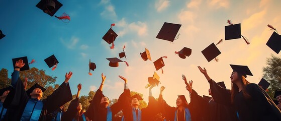 Happy students graduating from school. Happy students graduating from college. Exited students.