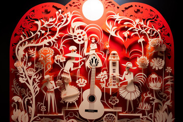 Vivid papel picado showcasing a quintessential Cinco de Mayo element, perfect for adding festive flair to your decorations or display