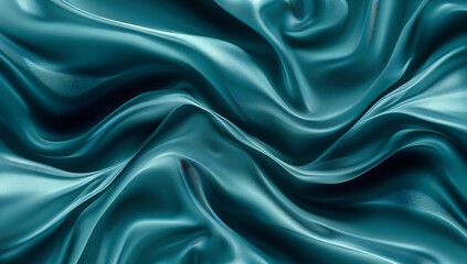 Obraz premium Elegant drapery of satin fabric, capturing the luxurious and smooth texture with a beautiful wave pattern in a serene blue color
