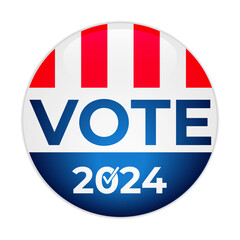 Presidential election 2024 United States of America. USA round badge. Vector template for typography poster, banner, sticker, flyer, etc.