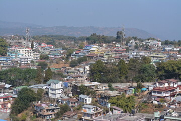Fototapeta na wymiar A beautiful Sunny Panoramic view of Shillong city. Capital city of Meghalaya, India.