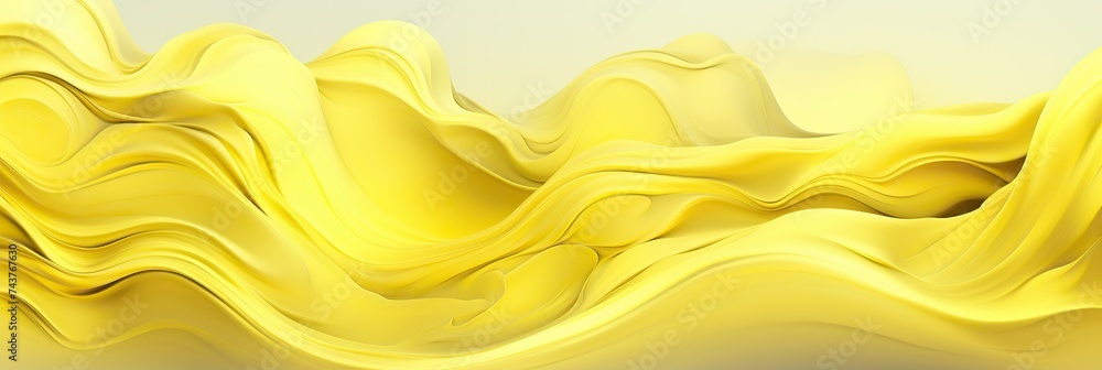 Poster a vibrant yellow background with wavy lines creating a dynamic and abstract visual impact